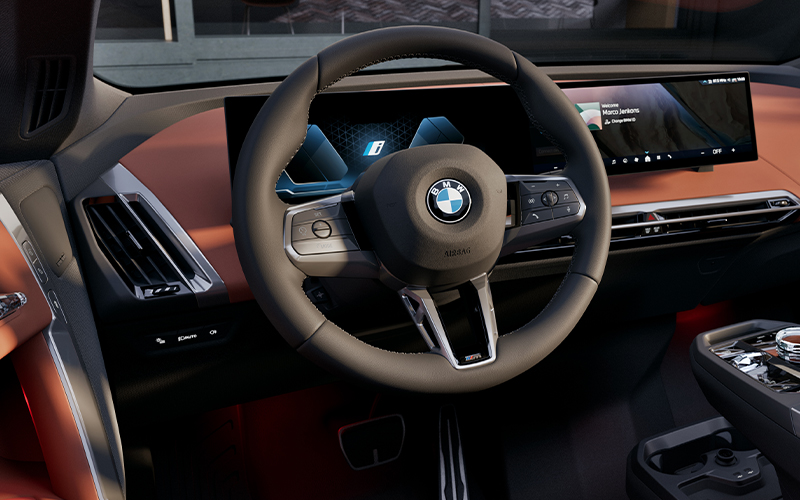 The BMW iX steering wheel.