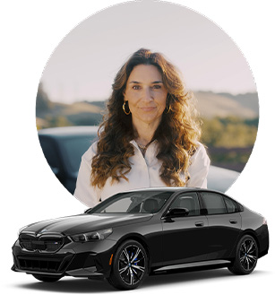 Image of Renee and her BMW Model.