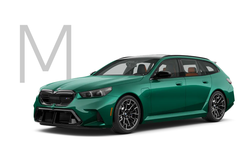 The new BMW M5 Touring in green with M logo. 