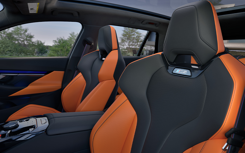 The interior seats of the BMW M5 touring.