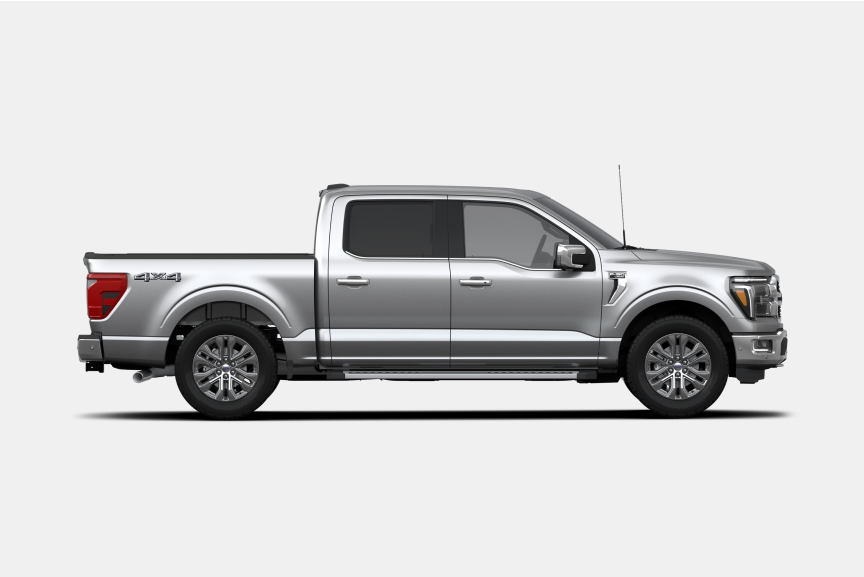 Silver F-150 isolated on light gray background