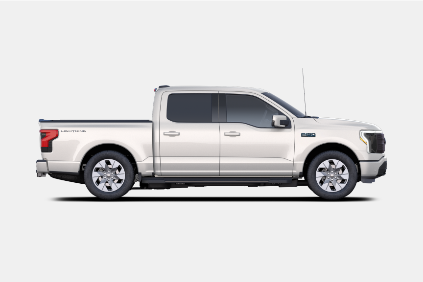 White F-150 Lightning  isolated on light gray background