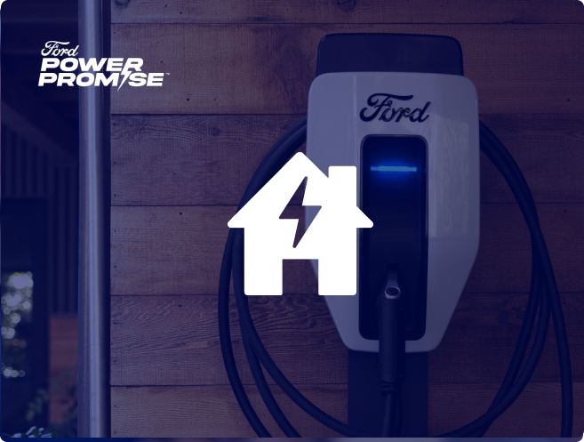 A Ford Charge Station Pro with home charging icon overlaid