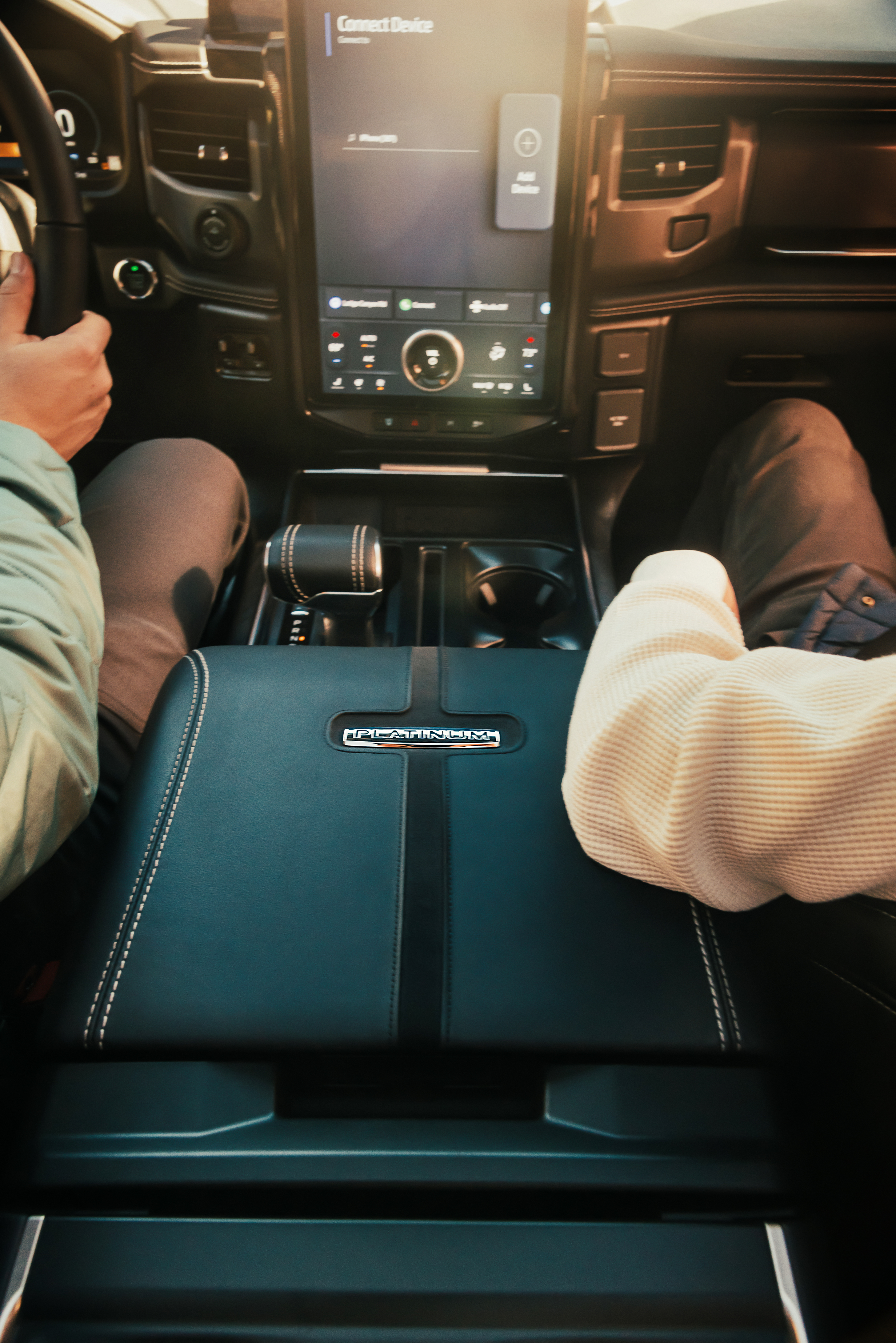 The interior of the F-150 Lightning® featuring the center console tablet