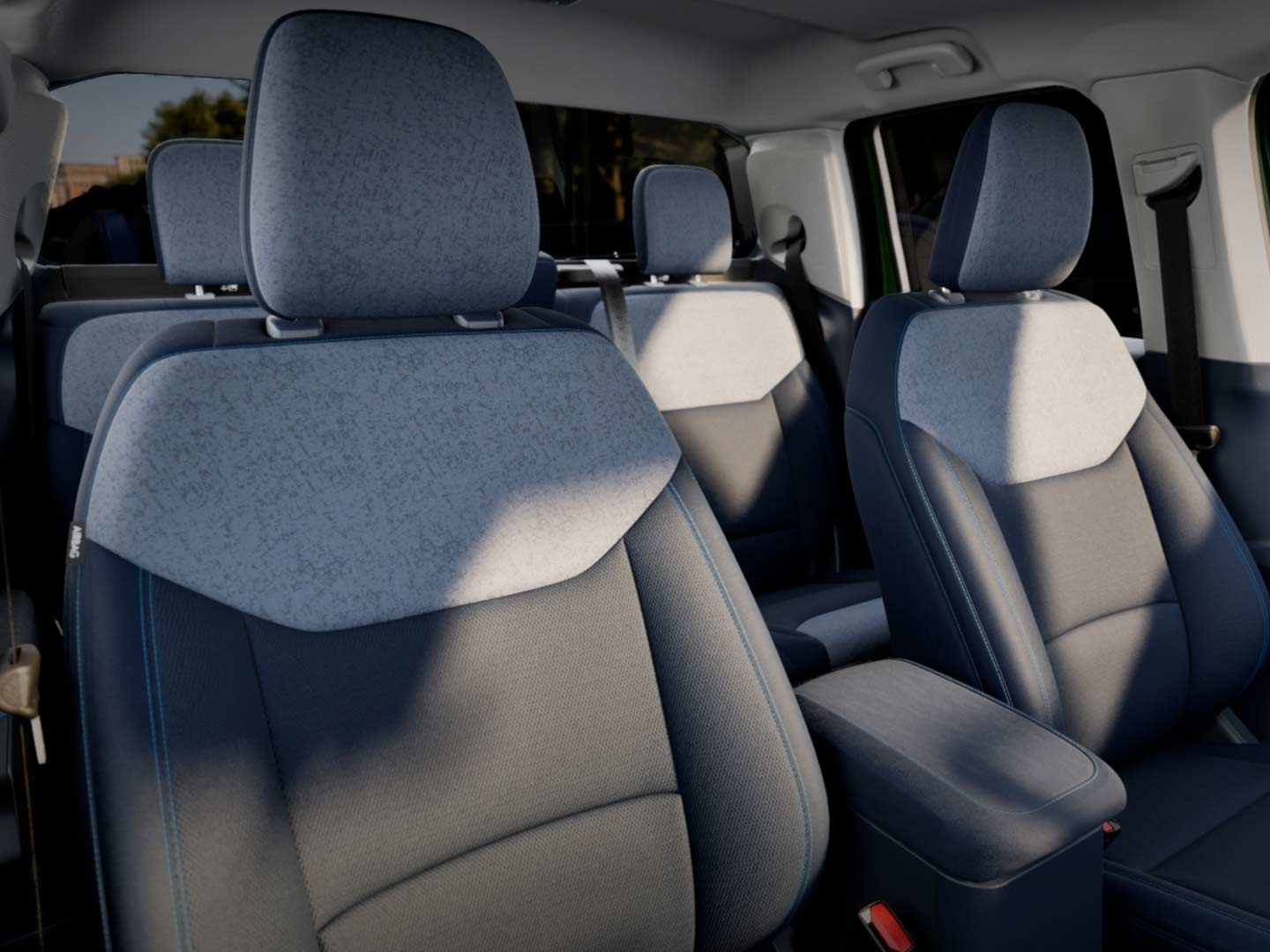 The interior of a Ford Maverick® pickup, showing the seating.