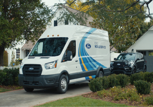 Ford Mobile Service van parked in a driveway.
