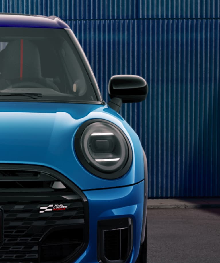 Close-up of the headlights on the MINI Cooper 4 Door.