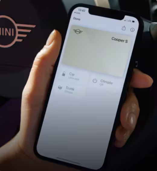 A phone open to the MINI.