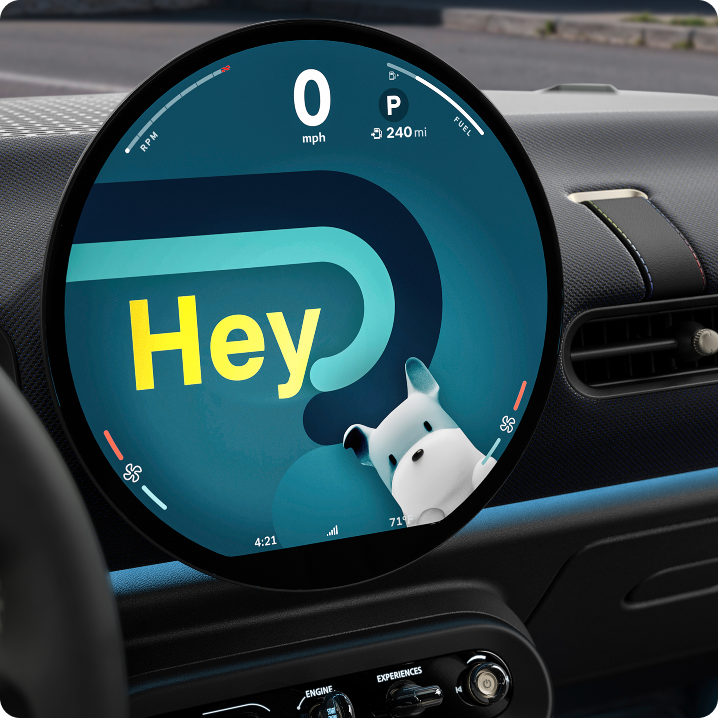 Close-up of the MINI OLED Display.