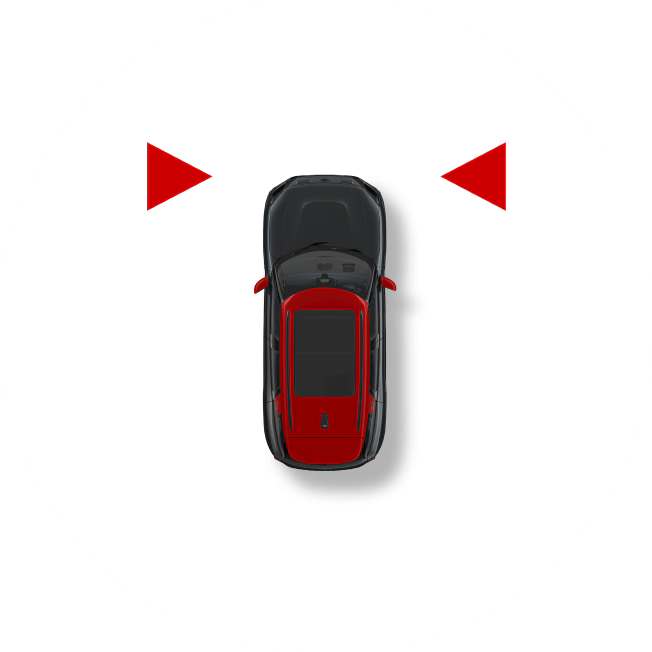 An icon showing red triangles warning the MINI to stay in its lane.