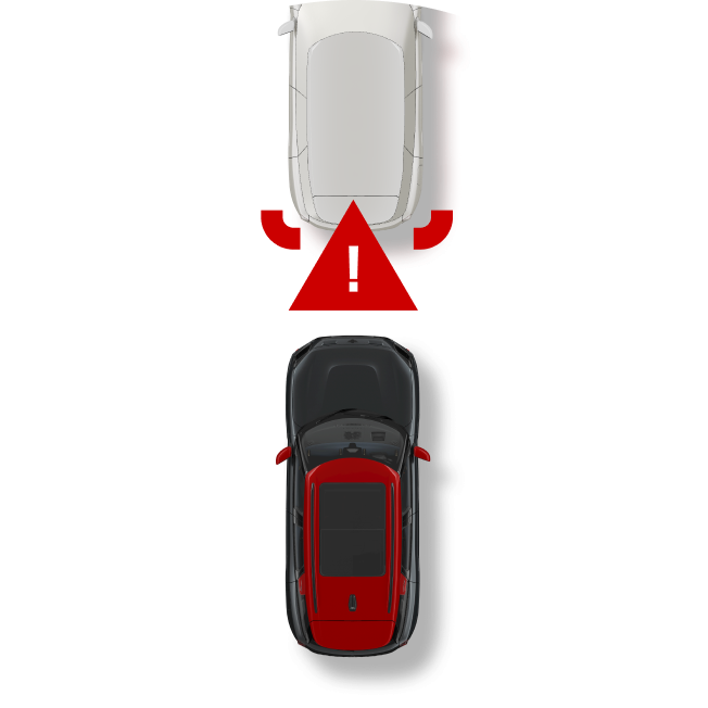 An icon warning a MINI that it’s getting too close to the car in front of it.