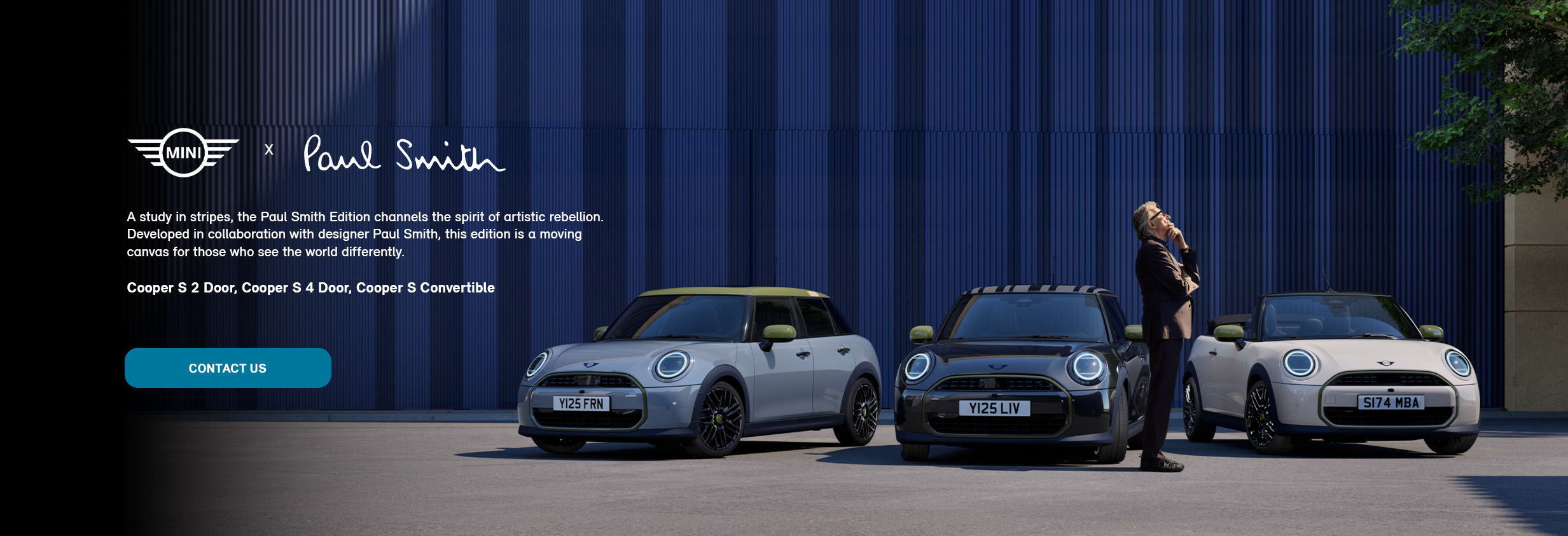  Man standing with Cooper S 2 Door, Cooper S 4 Door, Cooper S Convertible