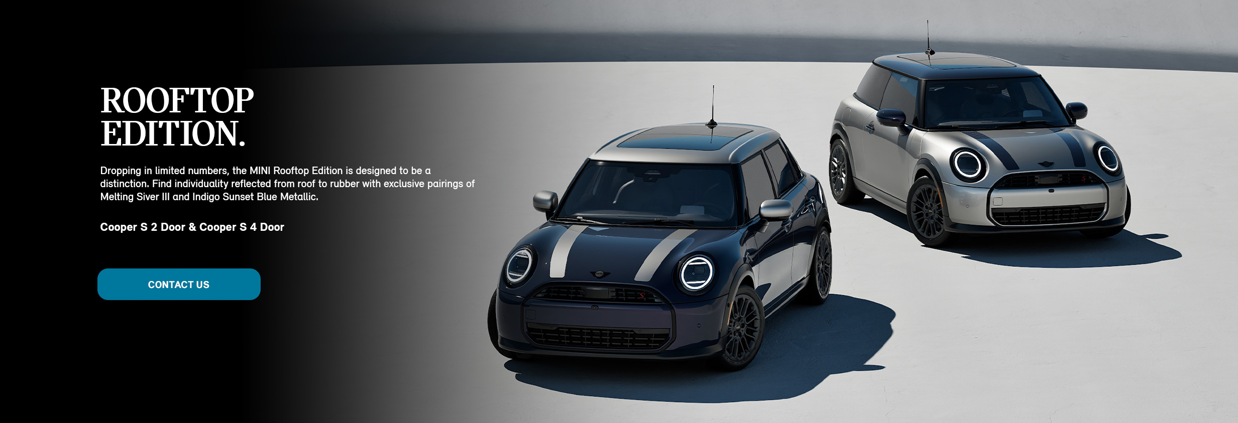 Side by side shot of Rooftop Edition MINI Cooper.