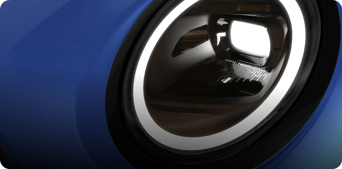 Close-up of an Oxford Edition headlight.