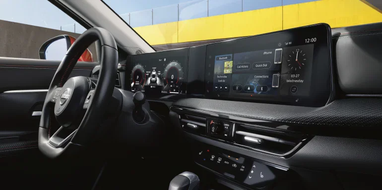 Nissan Kicks dashboard with its 12.3-inch touchscreen and digital gauge display