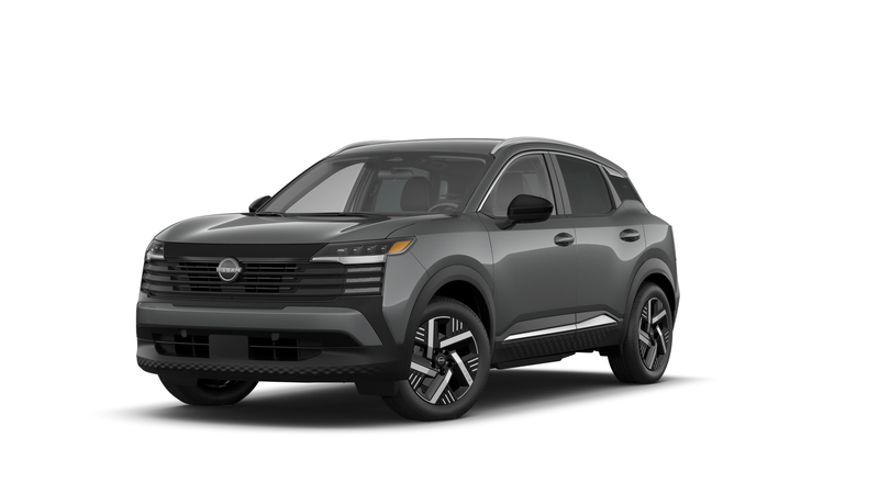 Nissan Kicks SV subcompact crossover in gray, front three-quarter view