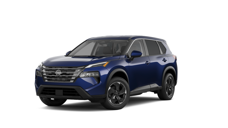 Nissan Rogue SV compact SUV in blue, front three-quarter view