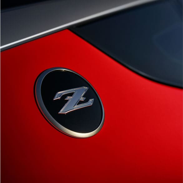 2026 Nissan Z detail view of fender-mounted Z logo badge