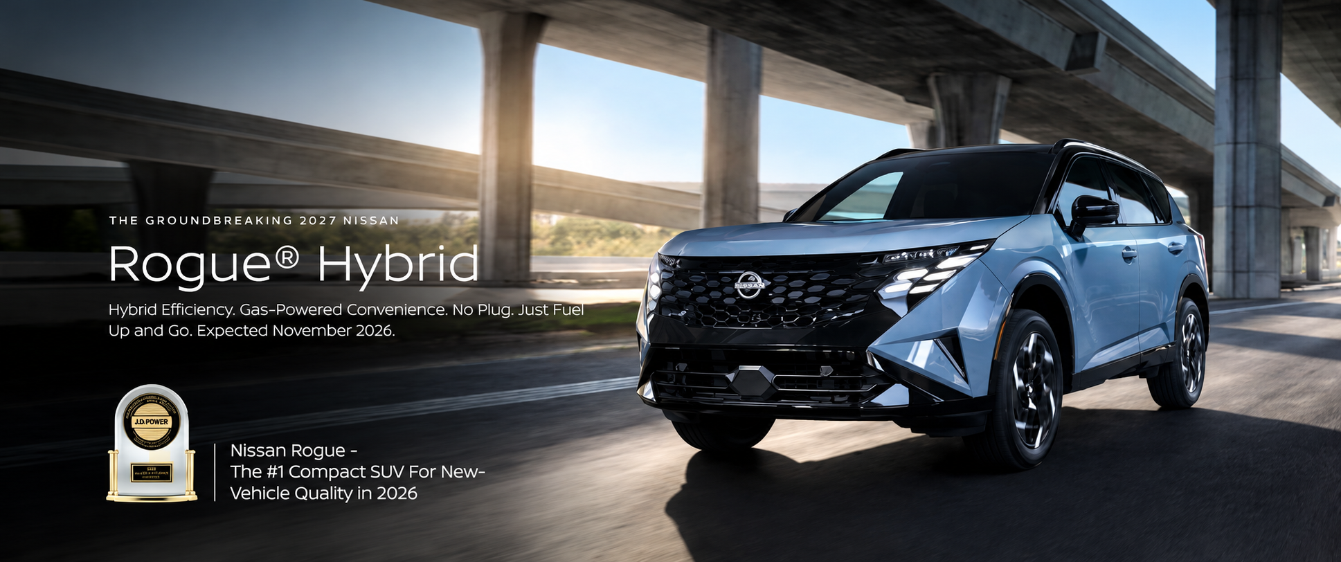 2027 Nissan Rogue Hybrid driving on the road