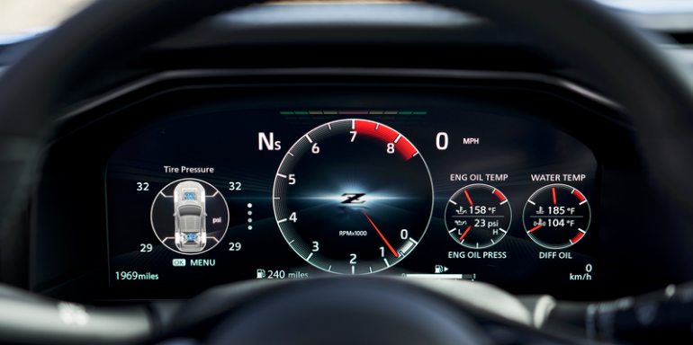 2027 Nissan Z digital dashboard gauges - G-Force
