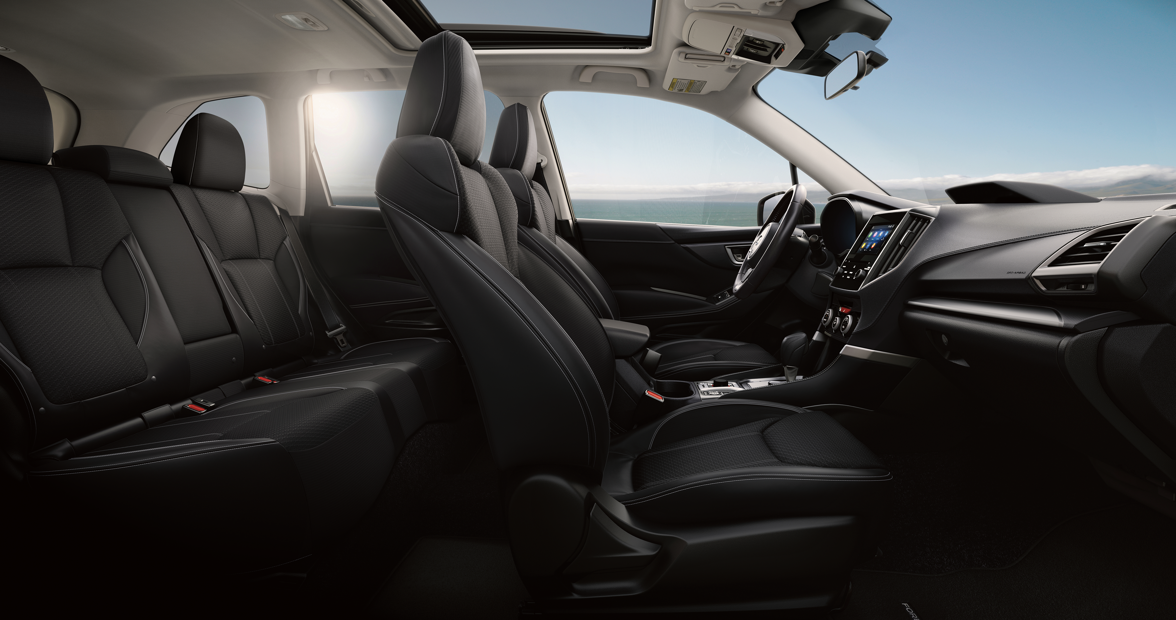 Interior of 2024 Forester in Premium Black Cloth