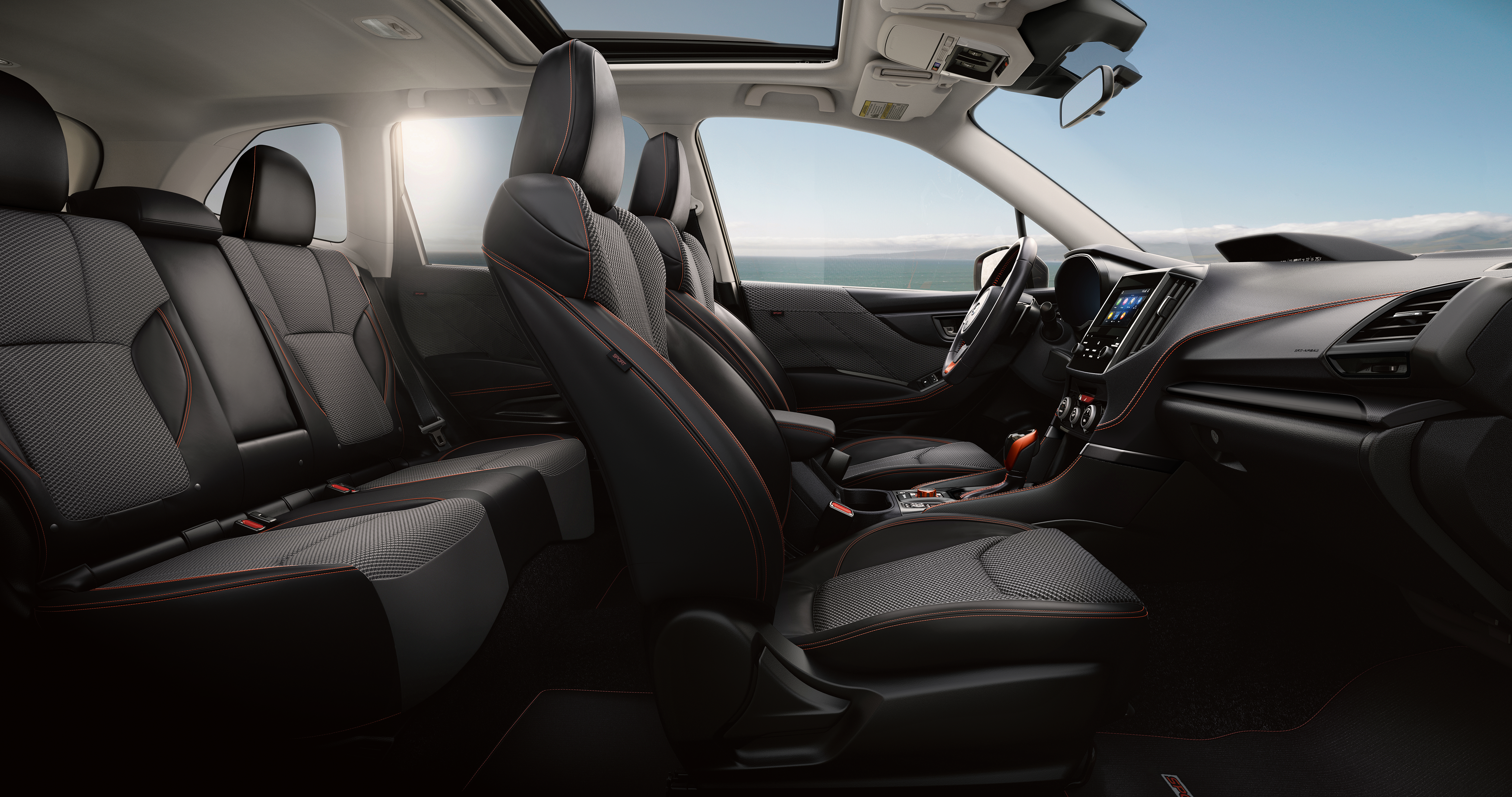 Interior of 2024 Forester in Gray Sport Cloth