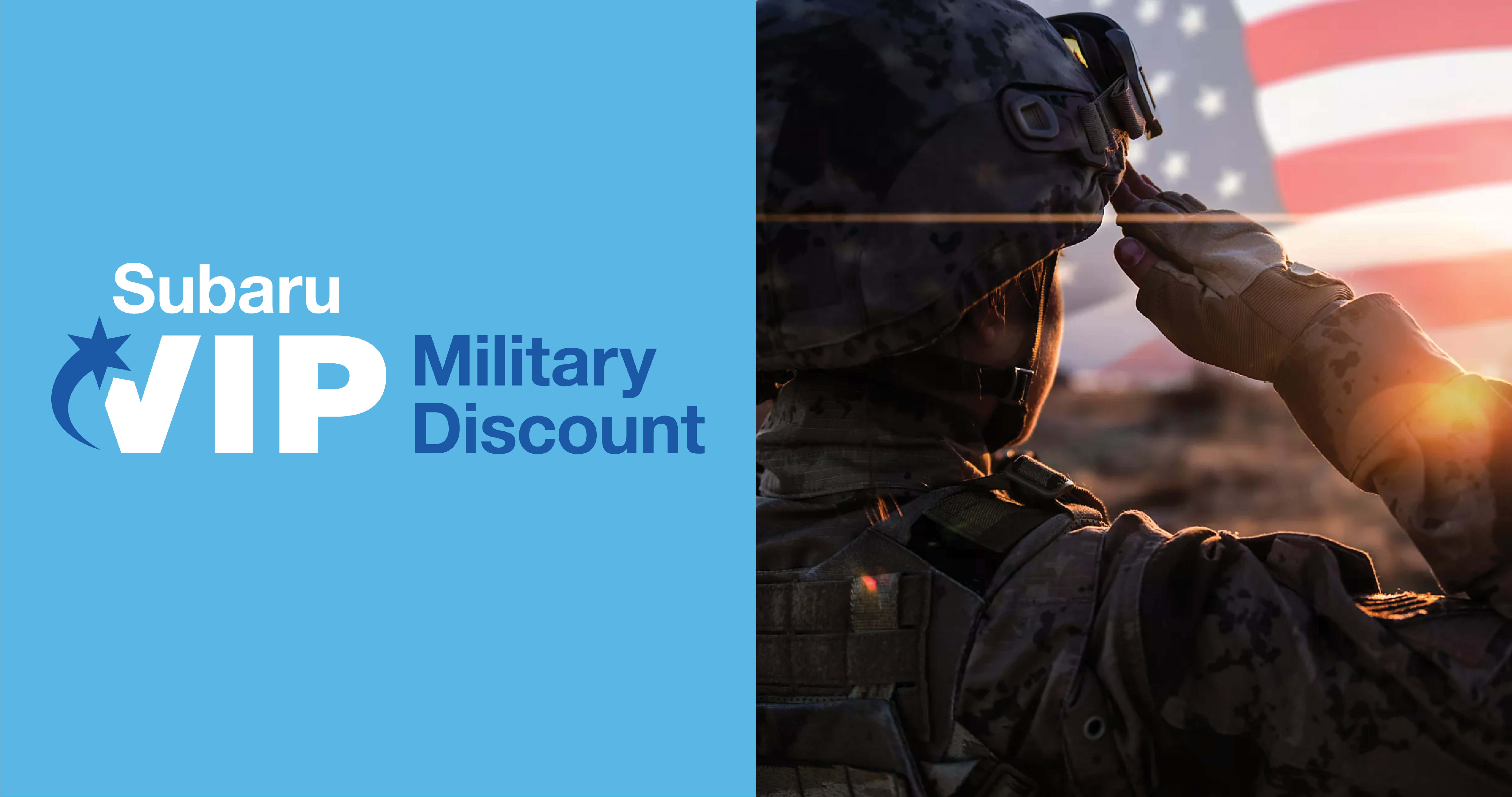 Military Discount Program logo. 'Subaru SALUTES Your Service!'