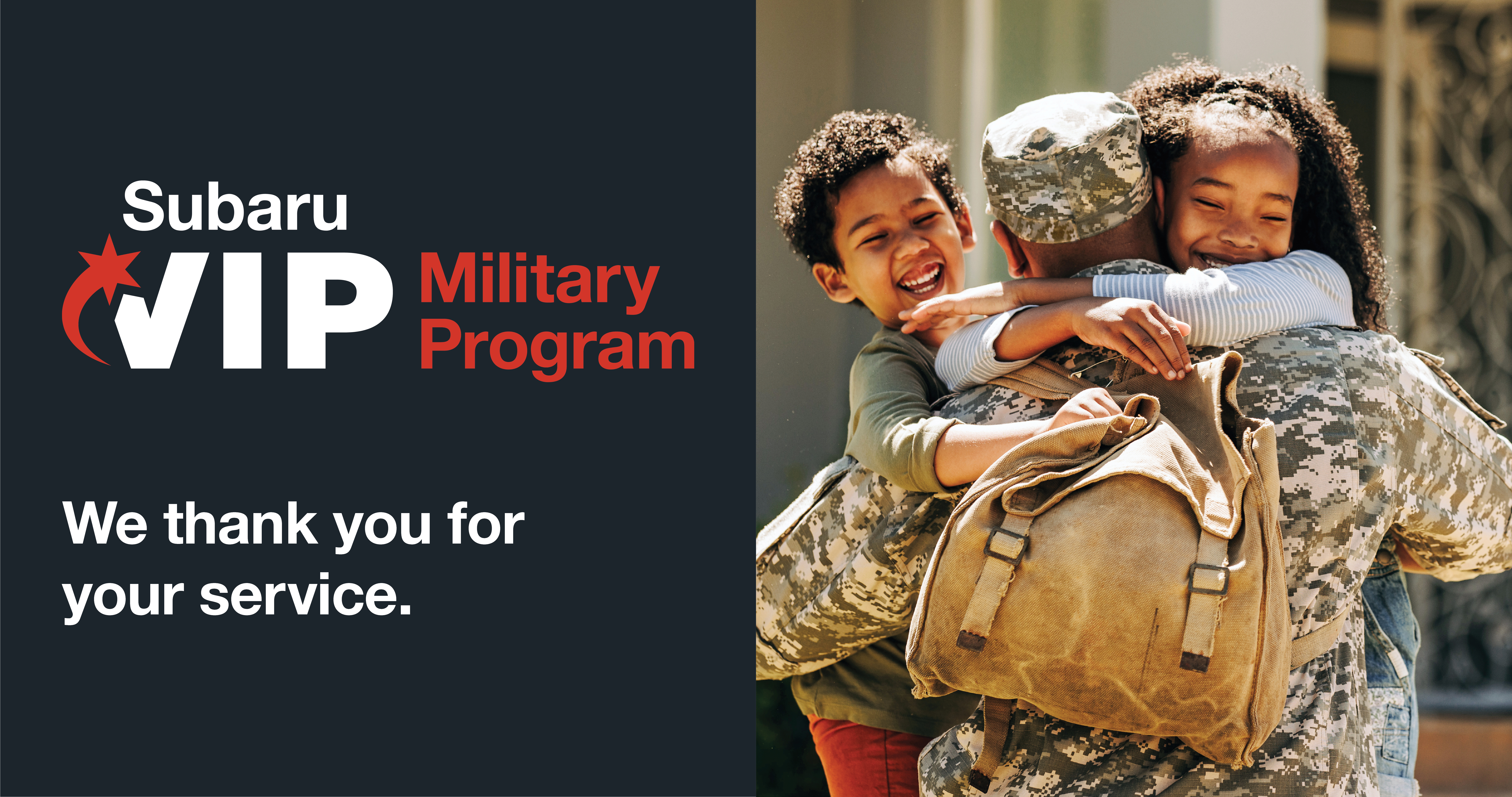 Military Discount Program logo. 'Subaru SALUTES Your Service!'